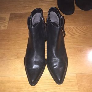 Black leather ankle booties